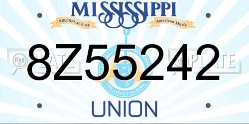 8Z55242 Mississippi License Plate