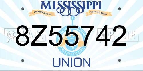 8Z55742 Mississippi License Plate