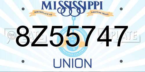 8Z55747 Mississippi License Plate