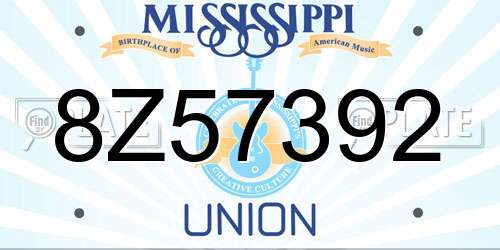 8Z57392 Mississippi License Plate