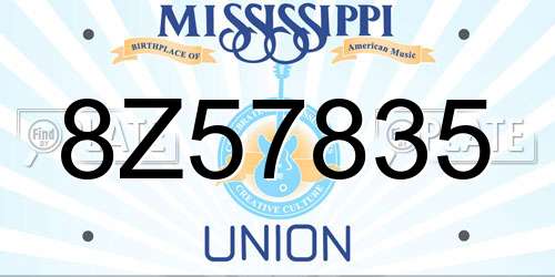 8Z57835 Mississippi License Plate