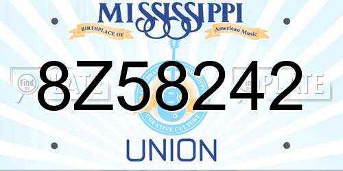 8Z58242 Mississippi License Plate