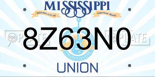 8Z63N0 Mississippi License Plate