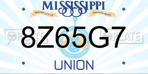8Z65G7 Mississippi License Plate