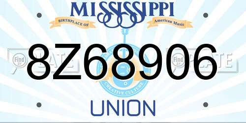 8Z68906 Mississippi License Plate