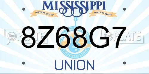 8Z68G7 Mississippi License Plate