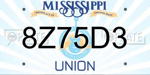 8Z75D3 Mississippi License Plate