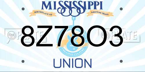 8Z78O3 Mississippi License Plate