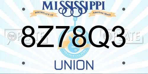8Z78Q3 Mississippi License Plate