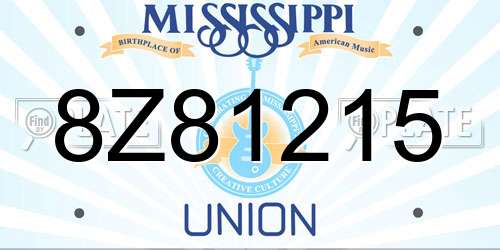 8Z81215 Mississippi License Plate
