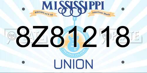 8Z81218 Mississippi License Plate