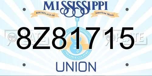 8Z81715 Mississippi License Plate