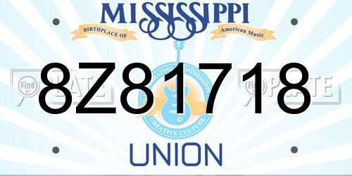 8Z81718 Mississippi License Plate