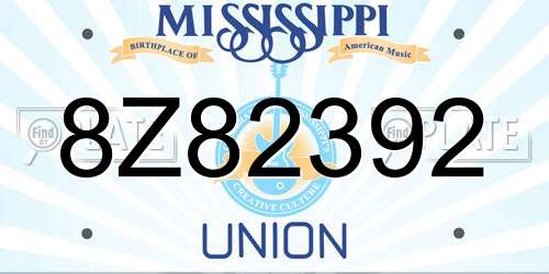 8Z82392 Mississippi License Plate