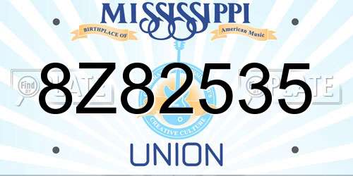 8Z82535 Mississippi License Plate