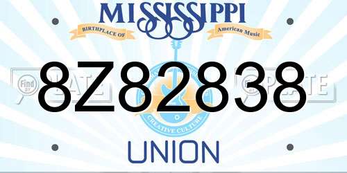 8Z82838 Mississippi License Plate