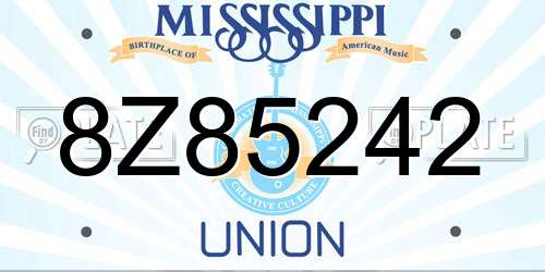 8Z85242 Mississippi License Plate