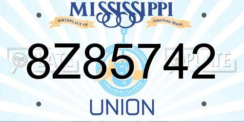 8Z85742 Mississippi License Plate