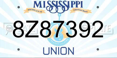 8Z87392 Mississippi License Plate