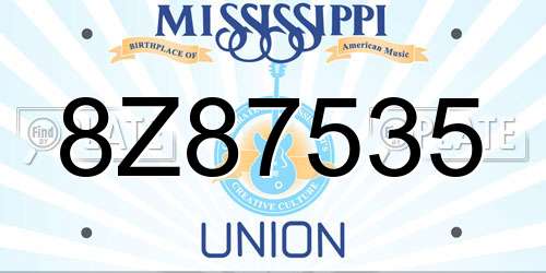 8Z87535 Mississippi License Plate