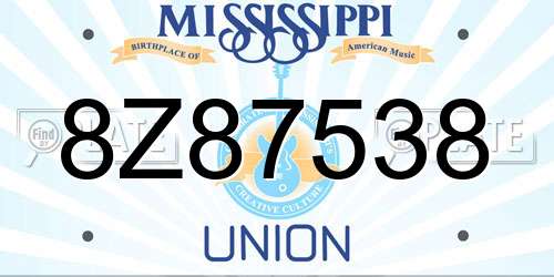 8Z87538 Mississippi License Plate