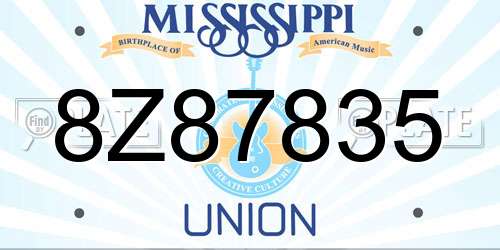 8Z87835 Mississippi License Plate