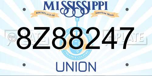 8Z88247 Mississippi License Plate