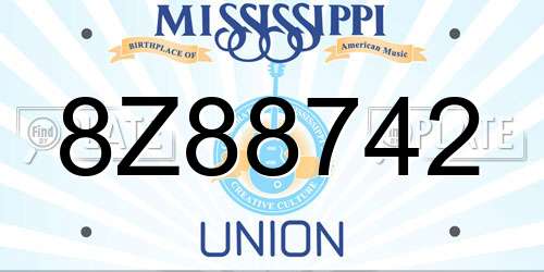 8Z88742 Mississippi License Plate