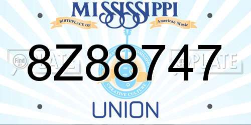 8Z88747 Mississippi License Plate