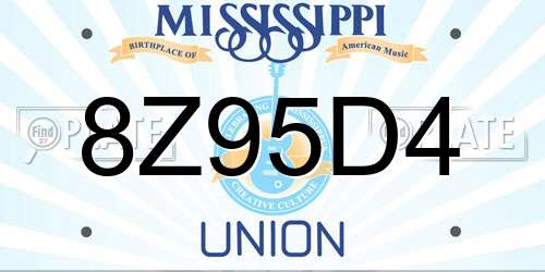 8Z95D4 Mississippi License Plate