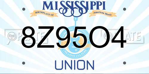8Z95O4 Mississippi License Plate