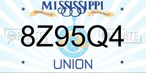 8Z95Q4 Mississippi License Plate