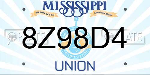8Z98D4 Mississippi License Plate