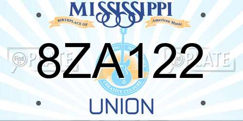8ZA122 Mississippi License Plate