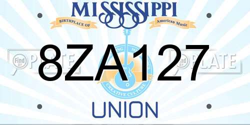 8ZA127 Mississippi License Plate