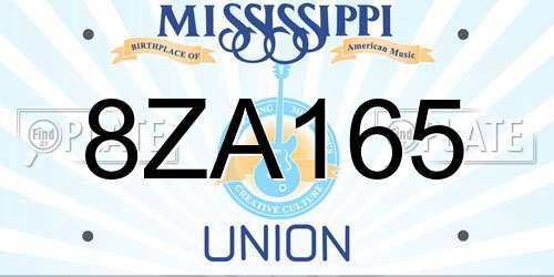 8ZA165 Mississippi License Plate