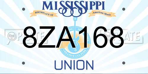 8ZA168 Mississippi License Plate