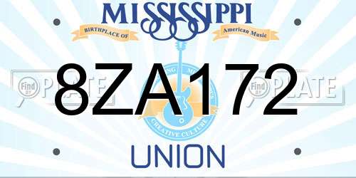 8ZA172 Mississippi License Plate