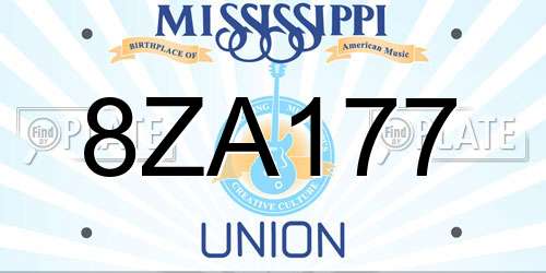 8ZA177 Mississippi License Plate
