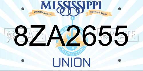8ZA2655 Mississippi License Plate