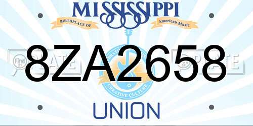 8ZA2658 Mississippi License Plate