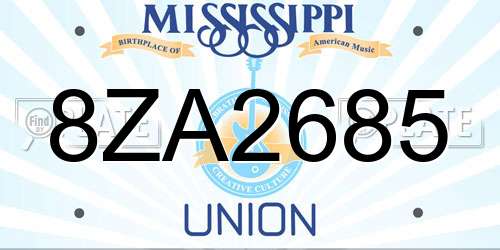 8ZA2685 Mississippi License Plate