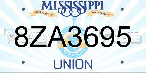 8ZA3695 Mississippi License Plate