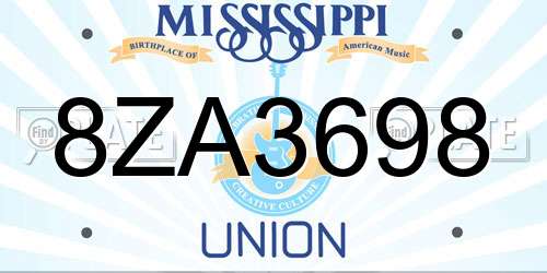 8ZA3698 Mississippi License Plate