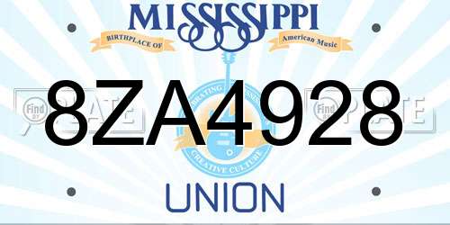 8ZA4928 Mississippi License Plate