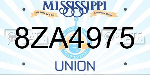8ZA4975 Mississippi License Plate