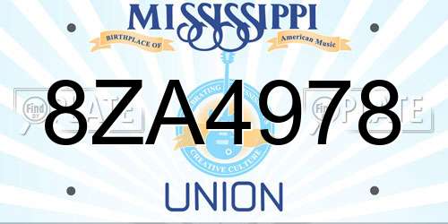 8ZA4978 Mississippi License Plate