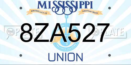 8ZA527 Mississippi License Plate