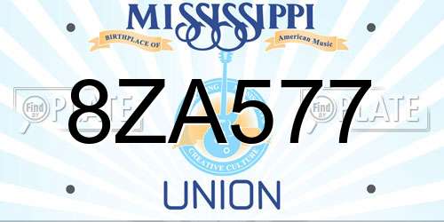 8ZA577 Mississippi License Plate