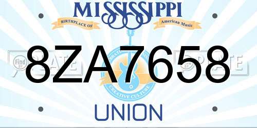 8ZA7658 Mississippi License Plate